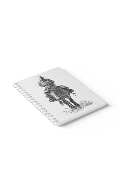 LOWHA Spiral Notebook with Front and Back Hard Covers Featuring Man with Horse Design