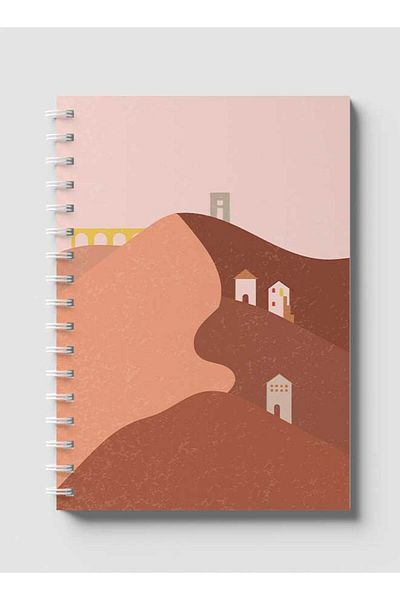 LOWHA Spiral Notebook with Front and Back Hard Covers Featuring Minimalist Dune Design