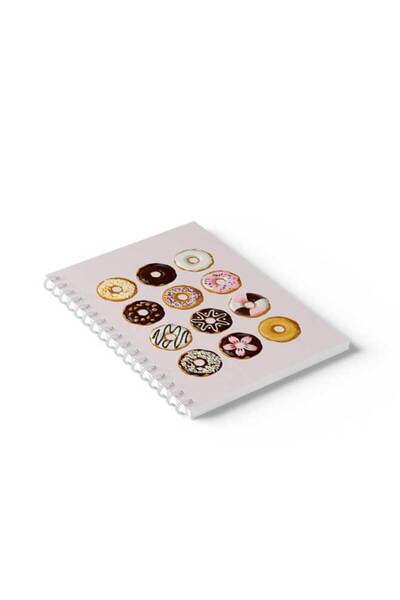 LOWHA دفتر ملاحظات حلزوني مع غلافين أمامي وخلفي صلبين بتصميم دوناتس