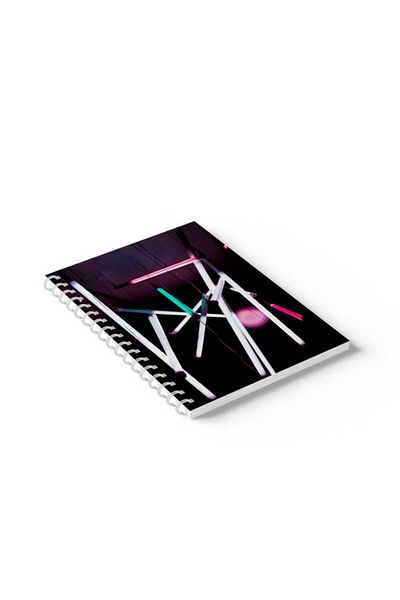 LOWHA Spiral Notebook with Front and Back Hard Covers Featuring Neon Lights Design