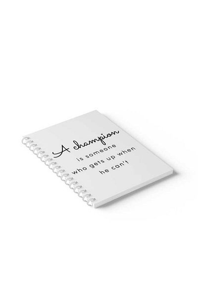 LOWHA Spiral Notebook with Front and Back Hard Covers Featuring A Champion Design