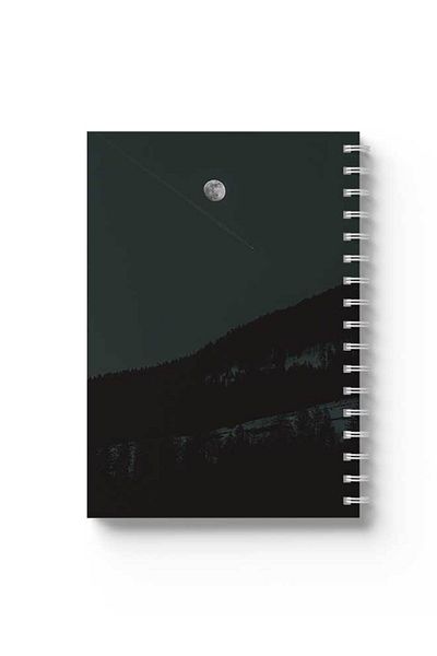 LOWHA Spiral Notebook with Front and Back Hard Covers Featuring Night on Mountains Design
