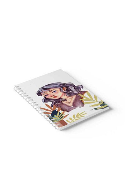 LOWHA Spiral Notebook with Front and Back Hard Covers Featuring Painted Girl Design