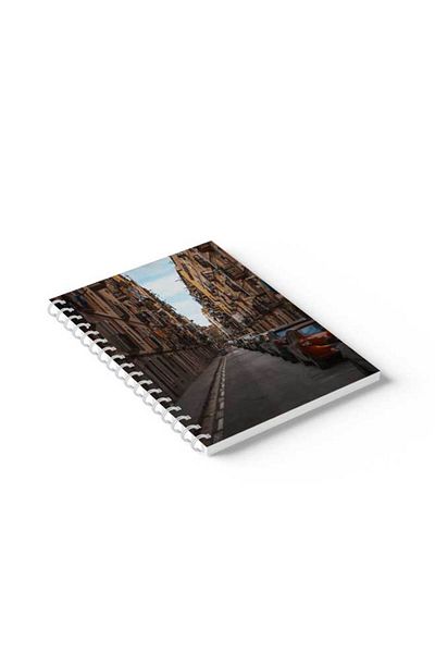 LOWHA Spiral Notebook with Front and Back Hard Covers Featuring Street Design