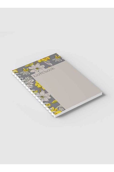 LOWHA Spiral Notebook with Front and Back Hard Covers Featuring Abstract Floral Vector Design