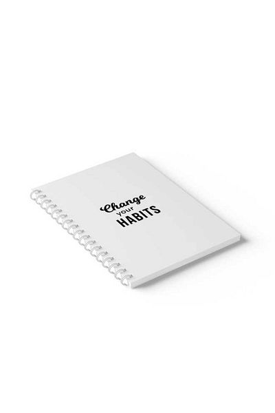 LOWHA Spiral Notebook with Front and Back Hard Covers Featuring Change Your Habits Design