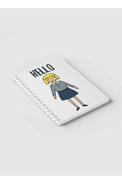 LOWHA Spiral Notebook with Front and Back Hard Covers Featuring Hello Girl in Uniform Design