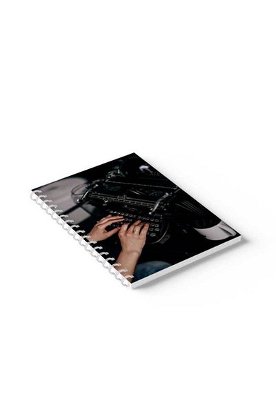 LOWHA Spiral Notebook with Front and Back Hard Covers Featuring Typing Design