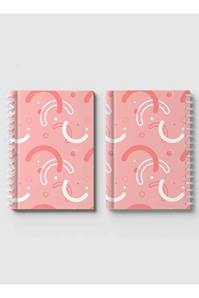 LOWHA Spiral Notebook with Front and Back Hard Covers Featuring Memphis Abstract Shapes Design