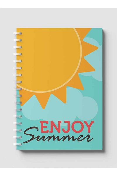 LOWHA Spiral Notebook with Front and Back Hard Covers Featuring Enjoy Summer Design