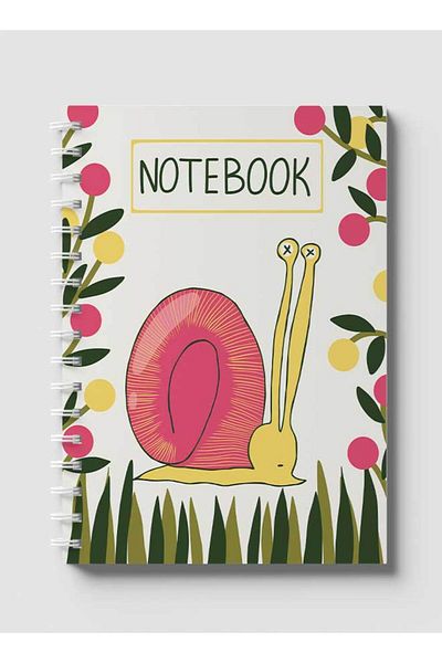 LOWHA Spiral Notebook with Front and Back Hard Covers Featuring Snail Grass Berry Design