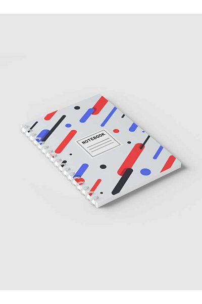 LOWHA Spiral Notebook with Front and Back Hard Covers Featuring Colored Shapes Design