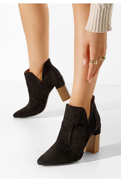 B T Shoes Black Alegria perforated ankle boots