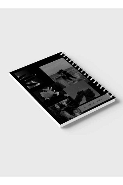 LOWHA Spiral Notebook with Front and Back Hard Covers Featuring I Love You Design