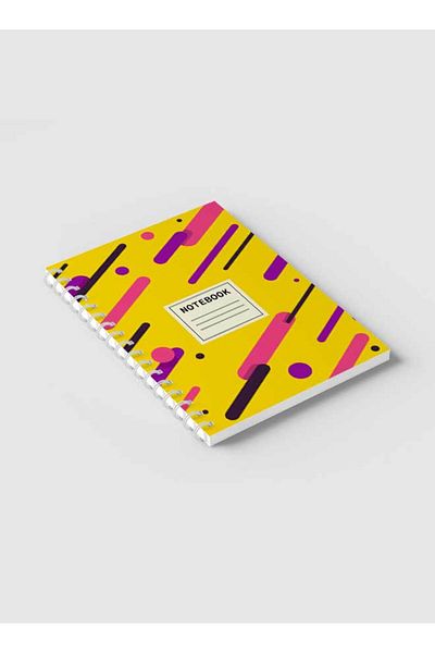 LOWHA Spiral Notebook with Front and Back Hard Covers Featuring Colored Shapes Design