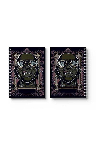 LOWHA دفتر ملاحظات حلزوني مع غلافين أمامي وخلفي صلبين بتصميم Sky Fighter