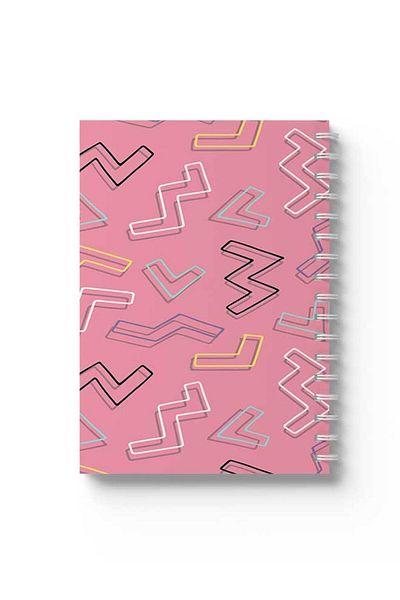 LOWHA Spiral Notebook with Front and Back Hard Covers Featuring Zig Zag Design