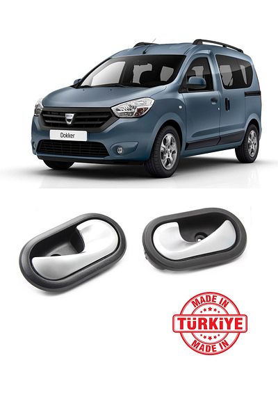 CMEPARTS Dacia Dokker 2013-2020 Compatible Inner Door Release Handle Chrome Right and Left 2 Pcs Set