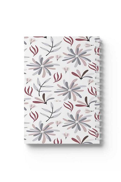 LOWHA Spiral Notebook with Front and Back Hard Covers Featuring Floral Pattern Design