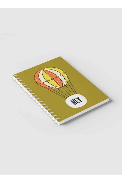 LOWHA Spiral Notebook with Front and Back Hard Covers Featuring Hey Flying Ballon Design