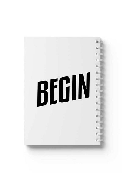 LOWHA Spiral Notebook with Front and Back Hard Covers Featuring Begin Design