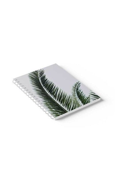 LOWHA Spiral Notebook with Front and Back Hard Covers Featuring Palm Design