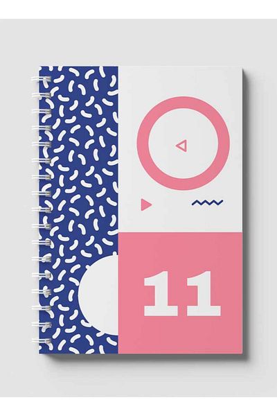 LOWHA Spiral Notebook with Front and Back Hard Covers Featuring Modern Mix Shapes Design