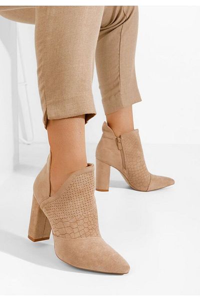 B T Shoes Ronnia khaki chunky heel ankle boots