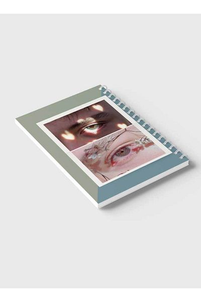 LOWHA Spiral Notebook with Front and Back Hard Covers Featuring Eyes Design