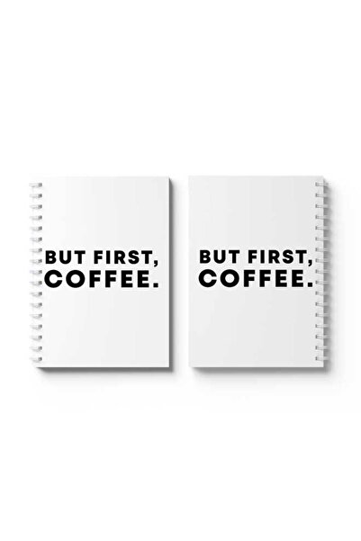 LOWHA دفتر ملاحظات حلزوني مع غلافين أمامي وخلفي صلبين بتصميم قهوة "لكن فيرست"