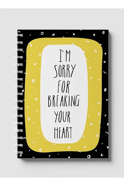 LOWHA Spiral Notebook with Front and Back Hard Covers Featuring Im Sorry Text & Doodle Design