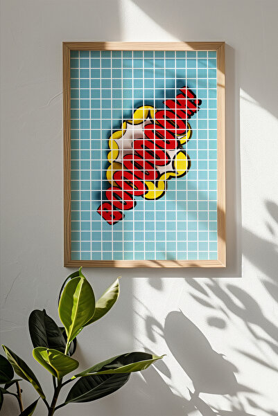 Artavessa لوحة Popart مربعة الشكل مخططة بإطار من الخشب الخام الحقيقي - موديل 8