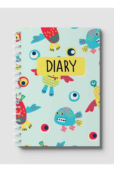 LOWHA دفتر ملاحظات حلزوني مع غلافين أمامي وخلفي صلبين بتصميم وحوش مضحكة