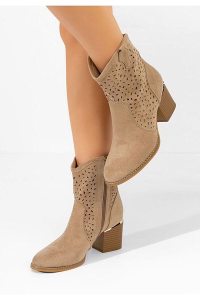 B T Shoes Latonya khaki chunky heel ankle boots
