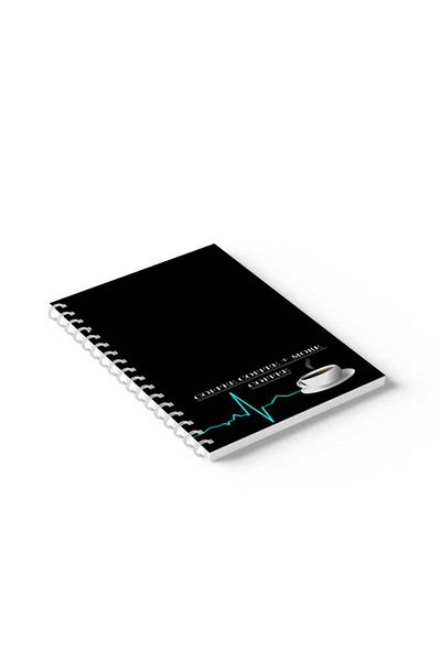 LOWHA Spiral Notebook with Front and Back Hard Covers Featuring Coffee Design