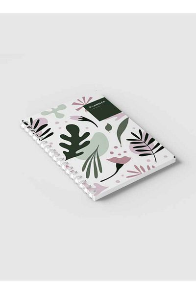 LOWHA Spiral Notebook with Front and Back Hard Covers Featuring Floral Planner Design