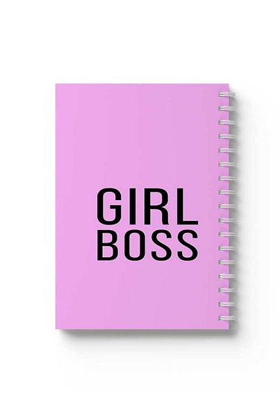 LOWHA Spiral Notebook with Front and Back Hard Covers Featuring Girl Boss Design