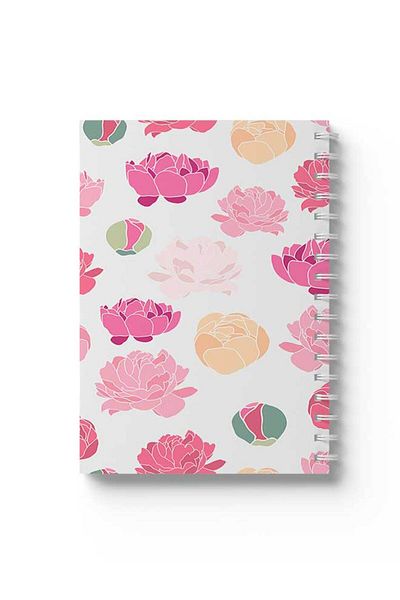 LOWHA Spiral Notebook with Front and Back Hard Covers Featuring Flowers Design