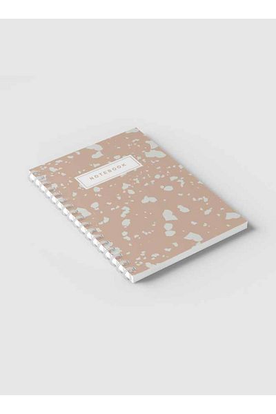 LOWHA Spiral Notebook with Front and Back Hard Covers Featuring Terrazzo Style Design