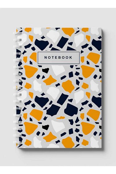 LOWHA Spiral Notebook with Front and Back Hard Covers Featuring Terrazzo Style Design