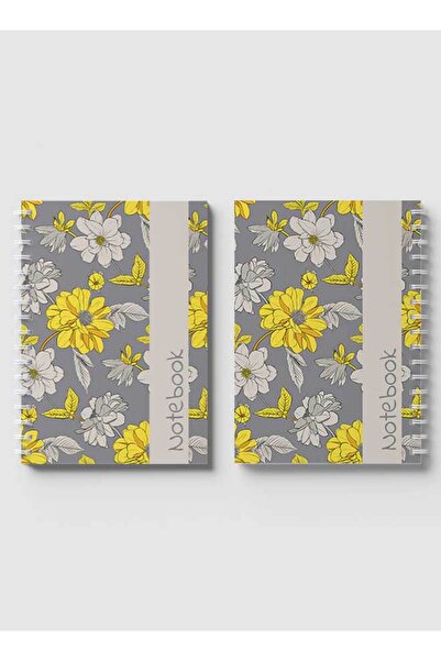 LOWHA دفتر ملاحظات حلزوني مع غلافين أمامي وخلفي صلبين بتصميم متجه زهري تجريدي