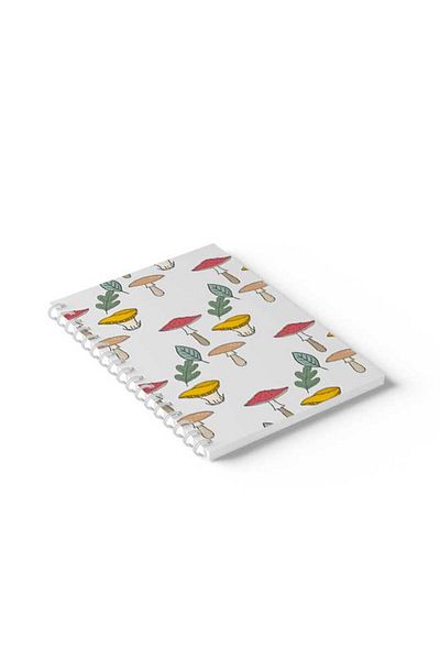 LOWHA Spiral Notebook with Front and Back Hard Covers Featuring Mushrooms Design