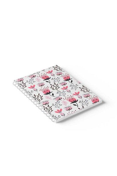 LOWHA Spiral Notebook with Front and Back Hard Covers Featuring Flowers Design