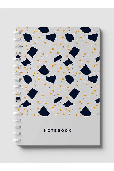 LOWHA Spiral Notebook with Front and Back Hard Covers Featuring Terrazzo Style Design