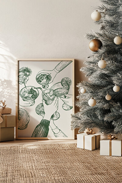 Artavessa Tek Parça Gerçek Ham Ahşap Çerçeveli Yılbaşı(New Year) Temalı Tablo...