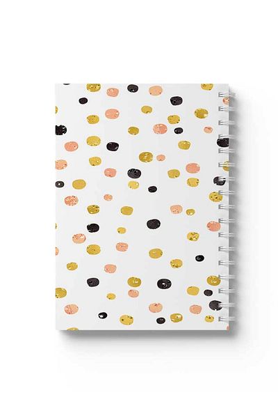 LOWHA Spiral Notebook with Front and Back Hard Covers Featuring Dots Design