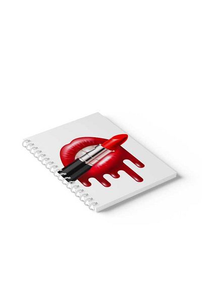 LOWHA Spiral Notebook with Front and Back Hard Covers Featuring Red Lipstick Design