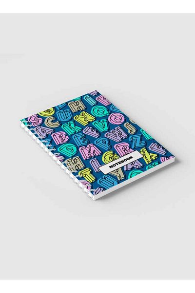 LOWHA Spiral Notebook with Front and Back Hard Covers Featuring Colored Bold Letters Design