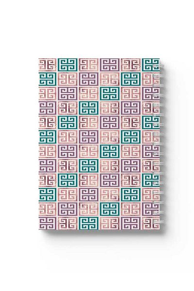 LOWHA Spiral Notebook with Front and Back Hard Covers Featuring Colourful Shapes Design