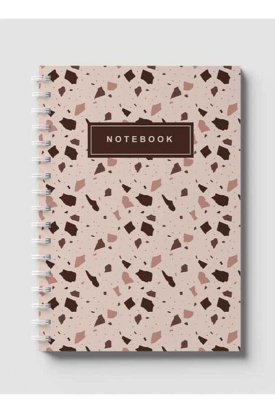 LOWHA Spiral Notebook with Front and Back Hard Covers Featuring Terrazzo Style Design